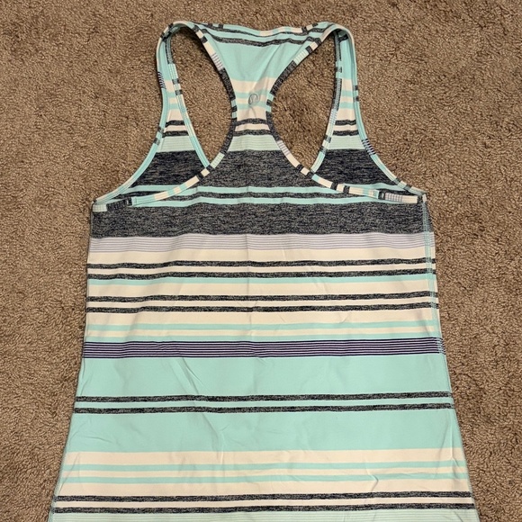 Lululemon Cool Racerback Teal/Blue/Gray/Purple Stripe - Size 10 - Picture 2 of 2